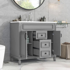 36” Bathroom Vanity with Sink, Freestanding Single Bathroom Sink Vanity Cabinet Set with 36” Countertop & Integrated Sink