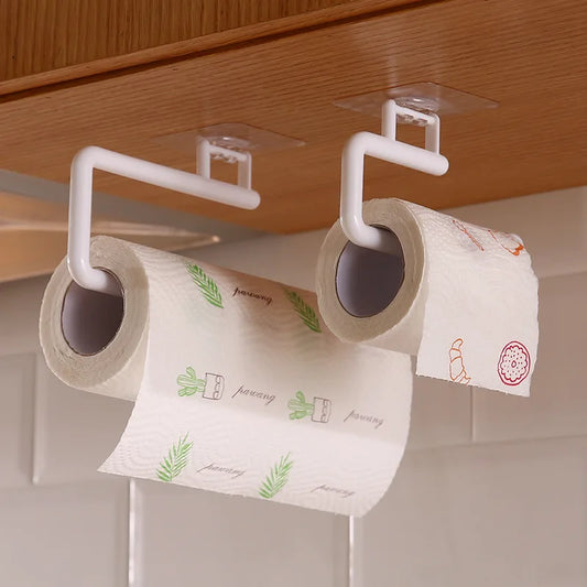 Kitchen Tissue Holder Hanging Toilet Roll Paper Towel Holder Rack Kitchen Bathroom Cabinet Door Hook Holder Organizer