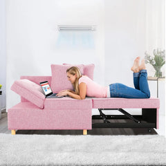 Couch, Love Seat Sofa with 5 Level Adjustable Backrest, Sleeper Sofa Tufted Couch Bed with Adjustable Armrests for Apartment