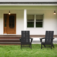 Adirondack Chair Wood Texture, Poly Lumber Patio Chairs, Pre-Assembled Weather Resistant Outdoor Chairs for Pool, Deck