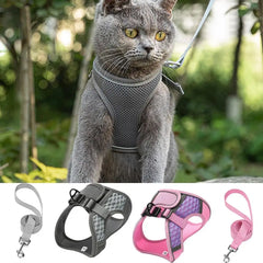 Pet Harness | Pet Vest Harness with Leash | Cat Harness with Reflective Strip Mesh Pet Vest Breathable Vest Harness Kitten Vest