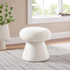 Comfort corner Round Footstool Ottoman, Mushroom Foot Rest Stool, Small Upholstered Boucle Footstool Ottoman for for Living Room