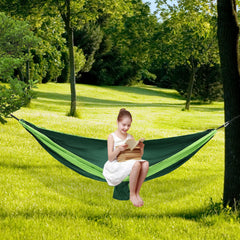 270 * 140cm Lightweight And Portable Outdoor Hammock For Travel, With A Load-Bearing Capacity Of 300kg (Black Green+Light Green)