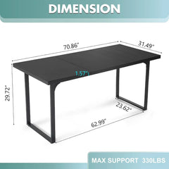 Wood Dining Table for 6 people, 70.86 Inch Modern Rectangular table with Metal Legs, Long Wooden Dinner Table