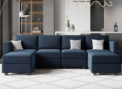 Velvet Sectional Sofa Modular with Storage Seat Oversized U Shaped Couch with Reversible Chaise Sofa Set Velvet Sectional Sofa