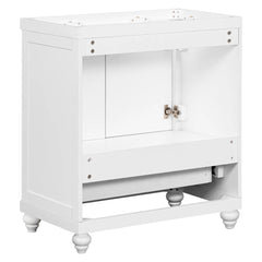 30" Bathroom Vanity with Sink, Combo, Cabinet with Doors and Drawer, Solid Frame and MDF Board, White (Old Sku:JL000006AAK)