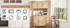 Kitchen Pantry Cabinet with Microwave Shelf,  Kitchen Hutch Cabinet with Charging Station, Cupboard Cabinet for Kitchen