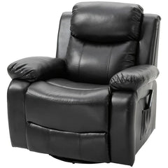 Adjustable Black Faux Leather Remote Massage Recliner Chair w/