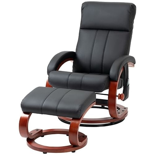 Adjustable Black Faux Leather Electric Remote Massage Recliner Chair