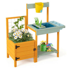 Kids Outdoor Potting Bench with See-Through Window