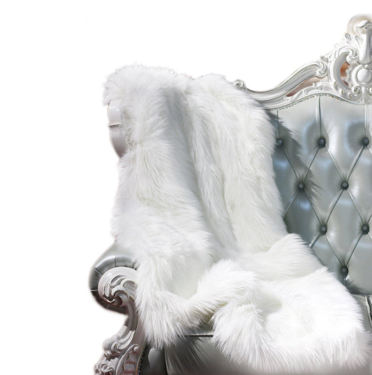 Luxury Decorative White Faux Fur Throw