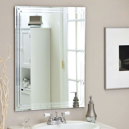 Rectangular 31.5-inch Bathroom Vanity Wall Mirror with Triple-Bevel