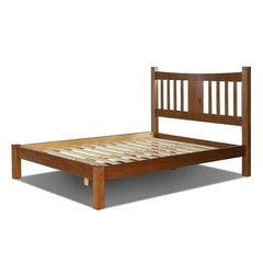 King Farmhouse Style Solid Wood Platform Bed Frame with Headboard in