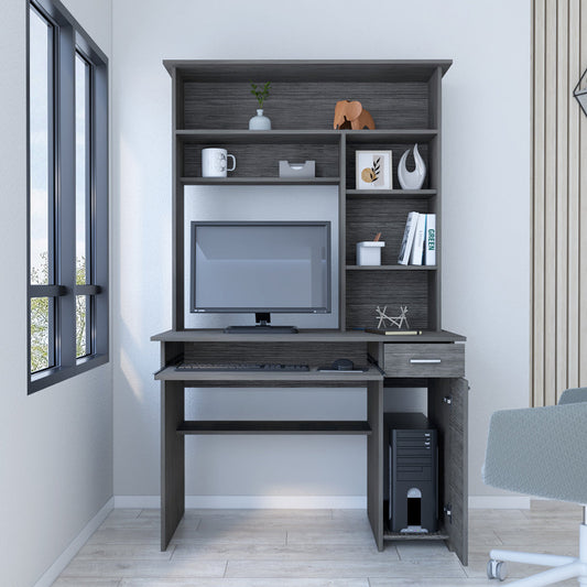 Computer Desk Acequia, Multiple Shelves, Smokey Oak Finish