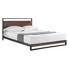 Full size Metal Wood Platform Bed Frame with Headboard