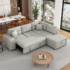 86.6" Sectional Sofa L-shaped Sofa Couch Pull-out Sofa Bed with a