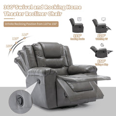 3 Seater Home Theater Recliner Manual Recliner Chair with Two Built-in