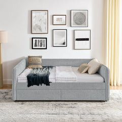 Daybed with Trundle Upholstered Tufted Sofa Bed, with Two Drawers,