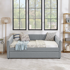 Full Size Daybed with Trundle Upholstered Sofa Bed, with Vertical