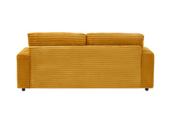 82 inches orange corduroy sofa, two storage feet +4 throw pillows,