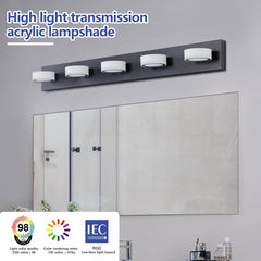 LED Modern Black 5-Light Vanity Lights Fixtures Over Mirror Bath Wall