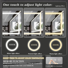 LED Bathroom Mirror 72x36  Inch with lights, anti-Fog & Dimming Led