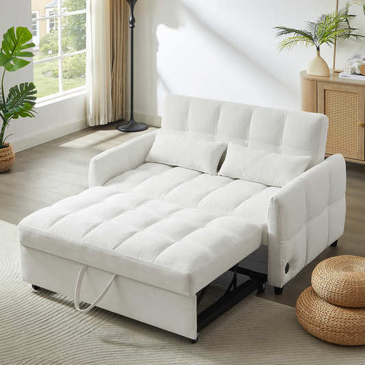 52.8" Loveseat Sofa Pull-out Sofa Bed Tufted Sleeper Sofa with an