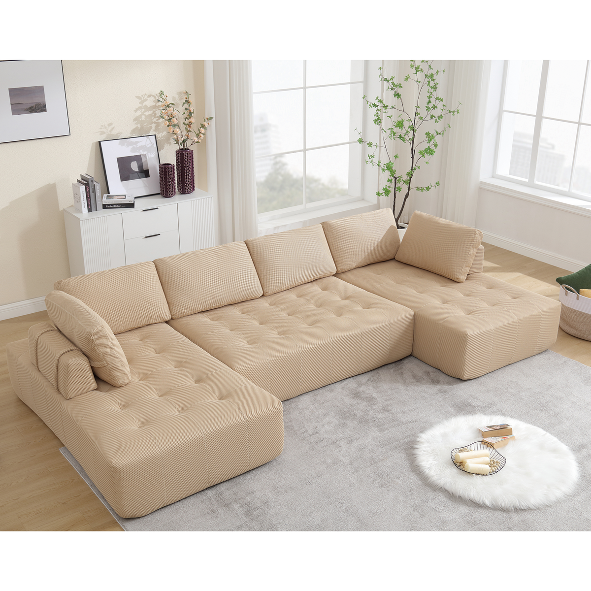 138.5 "Modular Combination Sofa, U-shaped Sofa, Living Room,