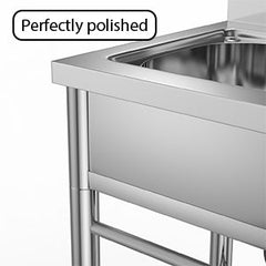 Utility Sink Stainless Steel Commercial Restaurant Kitchen Sink with Cold & Hot Water Pipe, Laundry Tub For Indoor Outdoor