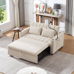 55.9" Convertible Sofa Bed Loveseat Sofa with Three USB Ports, Two