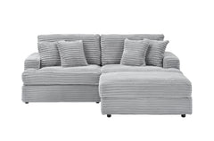 82 inches gray corduroy sofa, storage feet +4 throw pillows, create a