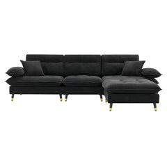 106*66.5" L shaped Convertible Sectional Sofa,4 Seat Tufted Couch Set