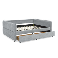 Daybed with Trundle Upholstered Tufted Sofa Bed, with Two Drawers,