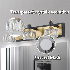 LED 3-Light Modern Crystal Bathroom Vanity Light Over Mirror Bath Wall