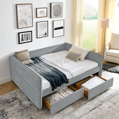 Daybed with Trundle Upholstered Tufted Sofa Bed, with Two Drawers,