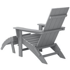 HDPE Folding 2 Adirondack Bench Lounge Chairs with Footrest &Table Outdoor Patio