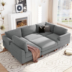 Modular Sectional Sofa with Ottoman L Shaped Corner Sectional for