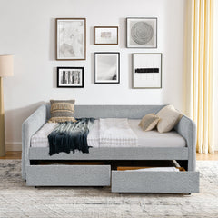 Daybed with Trundle Upholstered Tufted Sofa Bed, with Two Drawers,