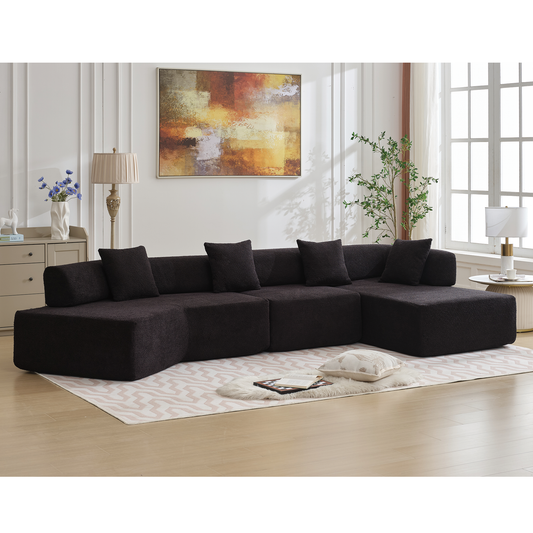 Modern Minimalist 140" L-Shape Couch ,No Assembly