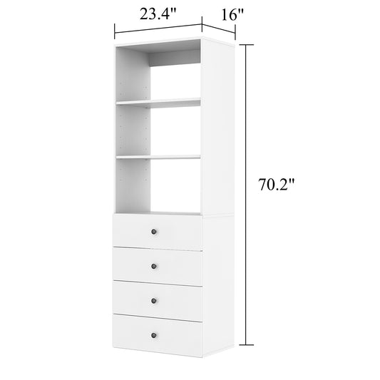 A1 Wooden Closet System Modular 4 Shelves Wall Mount