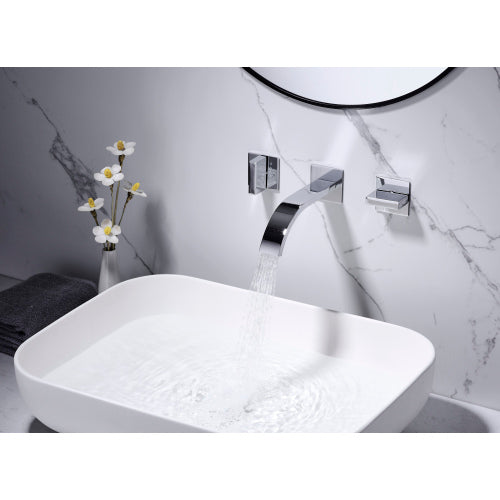 Sumerain Wall Mount Lavatory Faucet Two Handle Bathroom Faucet