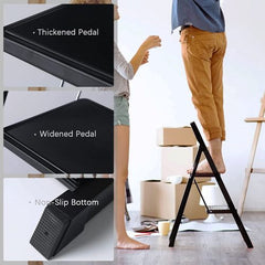 2-4 Step Sturdy Steel Ladder Folding Step Stool with Anti-Slip Pedal