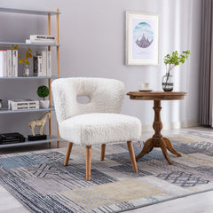 Accent Chair Lambskin Sherpa Upholstery Open Back Chair