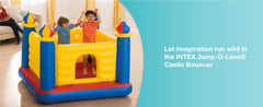 Intex 48259EP Inflatable Colorful Jump-O-Lene Castle Bouncer Indoor Outdoor Kids Jump Bounce House for 2 Kids, Ages 3 to 6 Years