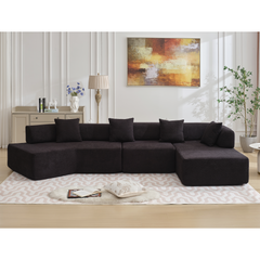 Modern Minimalist 140" L-Shape Couch ,No Assembly