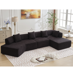 Modern Minimalist 140" L-Shape Couch ,No Assembly