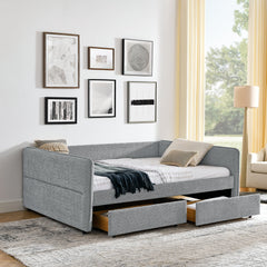 Daybed with Trundle Upholstered Tufted Sofa Bed, with Two Drawers,