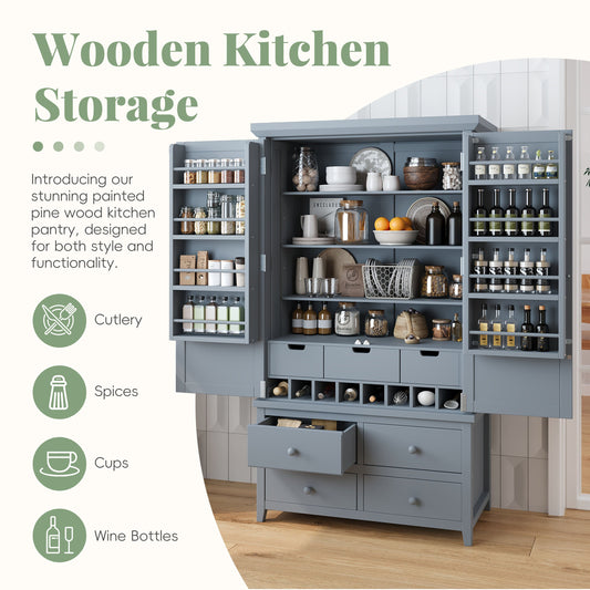 Freestanding Large Kitchen Pantry Wooden Kitchen Storage Cabinet