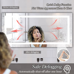 LED Bathroom Mirror 72x36  Inch with lights, anti-Fog & Dimming Led