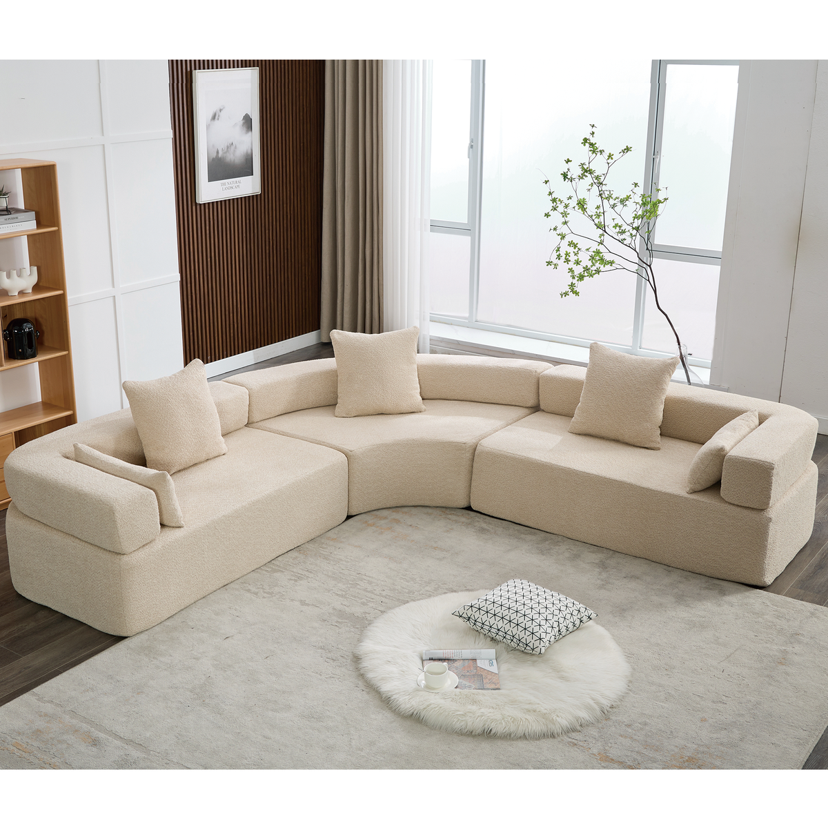 Oversized Combination Sofa,Curved Sofa,Upholstered 4 Seater Couch for